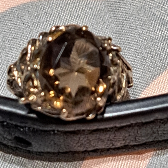 Smokey Quartze Antique 1950's large stone ring .READ all description. - Picture 8 of 12